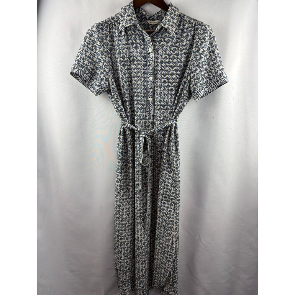 Women’s Max Studio Large Blue With Cream Patterned Maxi Dress